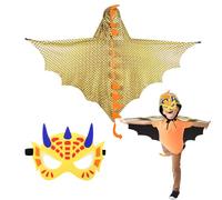DKINY Dinosaur Cape Kids, Dragon Fancy Dress Costume, Golden Dinosaur Cloak with Mask Outfit for 90-135cm Boys Girls Toddlers Birthday Dinosaur Theme Party Masquerade Halloween