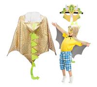 DKINY Dinosaur Cape Kids, Dragon Fancy Dress Costume, Light Gold Dinosaur Cloak with Mask Outfit for 90-135cm Boys Girls Toddlers Birthday Dinosaur Theme Party Masquerade Halloween