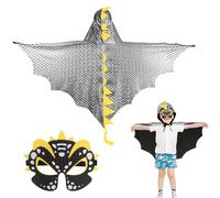 DKINY Dinosaur Cape Kids, Dragon Fancy Dress Costume, Light Silver Dinosaur Cloak with Mask Outfit for 90-135cm Boys Girls Toddlers Birthday Dinosaur Theme Party Masquerade Halloween