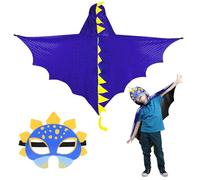 DKINY Dinosaur Cape Kids, Dragon Fancy Dress Costume, Navy Blue Dinosaur Cloak with Mask Outfit for 90-135cm Boys Girls Toddlers Birthday Dinosaur Theme Party Masquerade Halloween