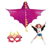 DKINY Dinosaur Cape Kids, Dragon Fancy Dress Costume, Red Rose Dinosaur Cloak with Mask Outfit for 90-135cm Boys Girls Toddlers Birthday Dinosaur Theme Party Masquerade Halloween
