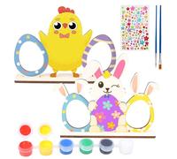 DKINY Easter Painting Crafts for Kids, Pack of 2 Wooden Bunny Chick Photo Frames Painting Kit, Easter Arts & Crafts for Children to Decorate & Display Gifts for Easter Activities