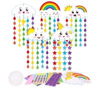 DKINY Foam Crafts for Kids - 10 Pack Rainbow Cloud Papercraft Kits, DIY Creative EVA Foam Art & Craft, End of Term Year Class Art Activity for Children, Pre School Nursery Leavers Gifts