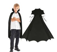 DKINY Kids Dracula Cape, Black Vampire Cape with Collar, Dracula Fancy Dress Costume, Wizard Magic Cloak for Boys Girls Carnival World Book Day Halloween Role Play Party