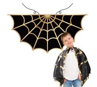 DKINY Kids Spider Halloween Costume, Black & Gold Spider Web Cape Outfit, Fancy Dress for 85-120cm Boys