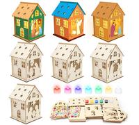 DKINY Nativity Crafts for Kids, 7 Pack Wooden Nativity Scene House Crafts Kit Make You Own Jesus Birth Nativity Wooden Arts and Crafts for Boys Girls Gifts Jesus Christmas Activities Packs