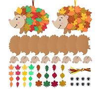 DKINY Pack of 12 Leafy Hedgehog Making Kit DIY Peel and Stick EVA Foam Arts and Crafts Kit for Kids Children Craft Party Group Activities Hanging Decorations for Autumn Winter