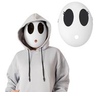 DKINY Shy Guy Mask for Kids Adults, White Full Face Mask Shy Guy Costume, Funny Shy Girl Mask Cosplay Props Accessories for Carnival Halloween World Book Day Masquerade