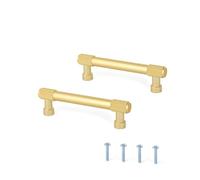 DKJAHSEK Aluminum Alloy Golden Furniture Door Handles Drawer Round Knobs Cabinet Doors Long Pulls for Kitchen Bedroom Bathroom Balcony for Bedrooms, Bathrooms(CC96mm 2pcs)