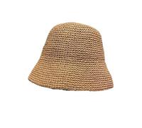 DKJAHSEK Beach Straw Hat Summer Women's Sun Bucket Hand-woven Girls Fishing(Khaki)