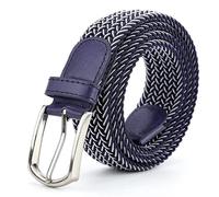 Blue Luxury Men Elastic Belt 110cm Long Clothing Accessories Casual Braided Canvas All Match Buckle For Mens Dress Casual Pant(Blue)