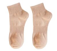 DKJAHSEK Cotton Thickened Short Socks Pure Women's Sports Sock Sweat-Absorbent for Pilates, Barre, Home Workout(Coffee)