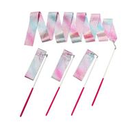 DKJAHSEK Dance Ribbons 10pcs Flashing Star Gym Ribbons Dance Ribbon Rhythmic Art Gymnastics Ballet Streamer Twirling Rod Rainbow Stick Training 2M/4M(4M)