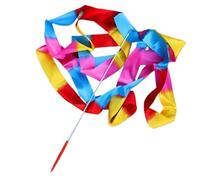 DKJAHSEK Dance Ribbons 4M Colorful Dance Ribbon Gym Rhythmic Art Gymnastic Streamer Twirling Rod Stick Ballet For Training(Flame Colorful)