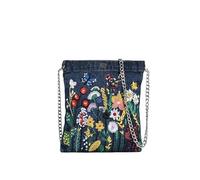 DKJAHSEK Denim Bag Women's Embroidered Denim Bucket Bag Personal Design Trend Commuter Unique Chain Design Handbag