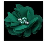 DKJAHSEK Fabric Flowers 20pcs 2" DIY Mini Chiffon Artificial Fabric Flower With Bling Rhinestone Lace Trim Patch Lace Fabric Wedding(Green)