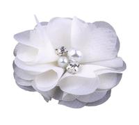 DKJAHSEK Fabric Flowers 20pcs 2" DIY Mini Chiffon Artificial Fabric Flower With Bling Rhinestone Lace Trim Patch Lace Fabric Wedding(Cream)