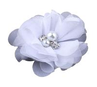 DKJAHSEK Fabric Flowers 20pcs 2" DIY Mini Chiffon Artificial Fabric Flower With Bling Rhinestone Lace Trim Patch Lace Fabric Wedding(White)