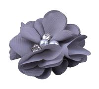 DKJAHSEK Fabric Flowers 20pcs 2" DIY Mini Chiffon Artificial Fabric Flower With Bling Rhinestone Lace Trim Patch Lace Fabric Wedding(Grey)