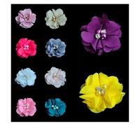 DKJAHSEK Fabric Flowers 20pcs 2" DIY Mini Chiffon Artificial Fabric Flower With Bling Rhinestone Lace Trim Patch Lace Fabric Wedding(MULTI)