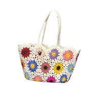DKJAHSEK Knitted Hook Flower Bag Vintage Flowers Handmade Knitting Crochet Shoulder Bag Knitted Handbags Luxury Tote Women Designer Female Hand Bag(40cm x25cm x30cm)
