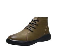DKJAHSEK Lace-up Ankle Boots Genuine Leather Warm Plush Men For work, skiing and the outdoors(Khaki,38)