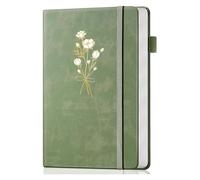 DKJAHSEK Leather Journal A5 Leather Journal 192 Pages With Heart-Shaped Shadow Design, Green Floral Cover Notebook
