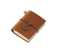 DKJAHSEK Leather Journal Vintage Traveler Booklet Mini Edition MINI Loose-leaf Notebook Layer Pocket Diary Book(A Brown)