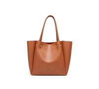 DKJAHSEK Leather Tote Bag Large Capacity Pleated Tote Bag Shopping Bag Portable Handbag One-Shoulder(Brown)