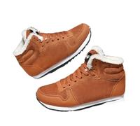 DKJAHSEK Men Plush Boots Suede Leather Ankle Boot Comfortable Light Couple Waterproof Sneakers For work, skiing and the outdoors(Orange,47)