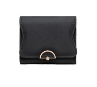 DKJAHSEK Purses for Women Women's Short Purse PU Soft Hardware Buckle Simple Trend Large Capacity Handbag Pu(Black)