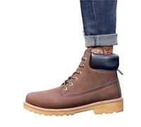 DKJAHSEK Riding Shoes Men's Casual High Top Western Boots For work, skiing and the outdoors(Bronw,41)