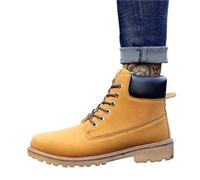 DKJAHSEK Riding Shoes Men's Casual High Top Western Boots For work, skiing and the outdoors(Khaki,46)