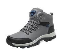 DKJAHSEK Winter Large Size Plus Velvet Thickened Warm Boots Outdoor Men's High-Top Cotton For work, skiing and the outdoors(Grey,44)