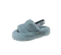 DKJAHSEK Women Fuzzy Sliipers for Winter Slip on Warm Home Indoor Sandals Elegant Fluffy Open Toe Flip Flops Floor Shoes(Blue,36)