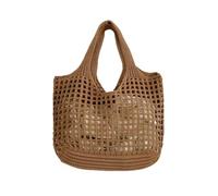 DKJAHSEK Women's Large Capacity Crochet Handbag Knitted Hollow Beach Bag Simple Fixed Color Shopping for Travel for Travel Holiday Shopping(Brown)