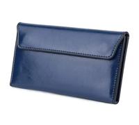 DKJAHSEK Women's Long Wallet Leather Large Capacity Ultra-Thin Simple Multi-Functional Clutch Bag for Shopping, Work, Travel(Blue)