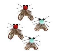 DKJEkdje Cat Wand Toy,4pcs Cicada Feather Replacement Heads for Indoor Cats | Green and red interchangeable attachments fit most teaser rods, channeling your feline's prey drive into active exercise