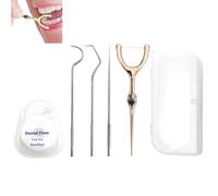 DKJEkdje Portable Toothpicks Pocket Set, Reusable Tooth Picks Flossers Dental Floss Picks Travel Tooth Picker Teeth Cleaning Kit for Adults, Rose Gold