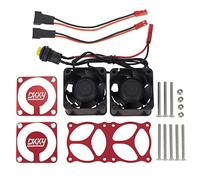 DKKY RC Motor Cooling Fan Heatsink 2Pcs DIY Kit for TRX4 ARRMA Axial 1/10 1/8 1/5 RC Model Car Upgrade Parts (Red)