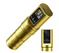 DKLAB New DK-W1 Pro Wireless Tattoo Gun Pen Kit Supply with Japanese Coreless Motor & 2 Pieces of 2400mAh Battery Power for Permanent Make Up Artists (Gold, 4.0mm Stroke)
