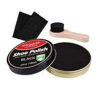 Dklypth 3 Pack 100ml Shoe Polish with Brush and Cloth, Non Greasy Leather Conditioner for Instant Shine on Shoes and Boots, black, All