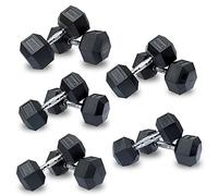 DKN Unisex Adult Rubber Hex Dumbbell - Black, 15kg