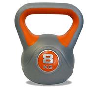 DKN Unisex's 8kg Vinyl Kettlebell, Grey/Orange, 8 kg