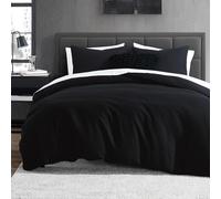 DKNY Bedding Modern Waffle 3-Piece Cotton Comforter & Sham Set, King, Faded Black