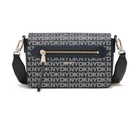 DKNY Women's Bryant Ave Mid Flap Crossbody, Black Logo-Black, Black logo black, Medium