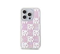 DKNY Case for iPhone 15 Pro with Liquid Glitter Check pattern, Pink