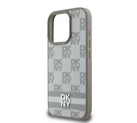 DKNY Case for iPhone 16 Pro Elegant with Tile and Stripe Patterns, Beige