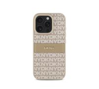 DKNY Case for iPhone 16 Pro Max Repeat Pattern Tonal Stripe with Metallized Logo