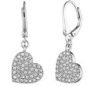 DKNY Crystal Heart Drop Earrings for Women, Heart Dangle Earrings with Leverback Closure, Gold tone and Silver tone options